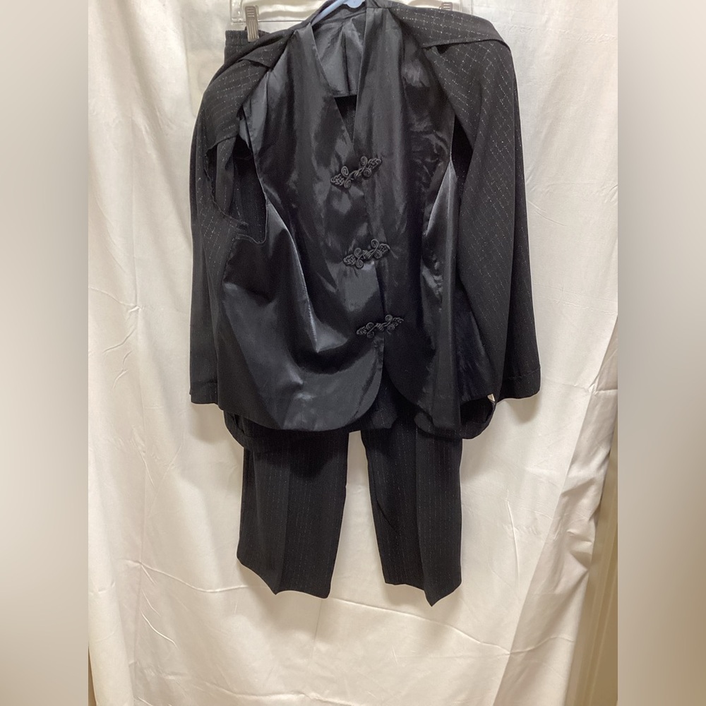 Leslie Fay Black Striped Suit - Picture 2 of 7